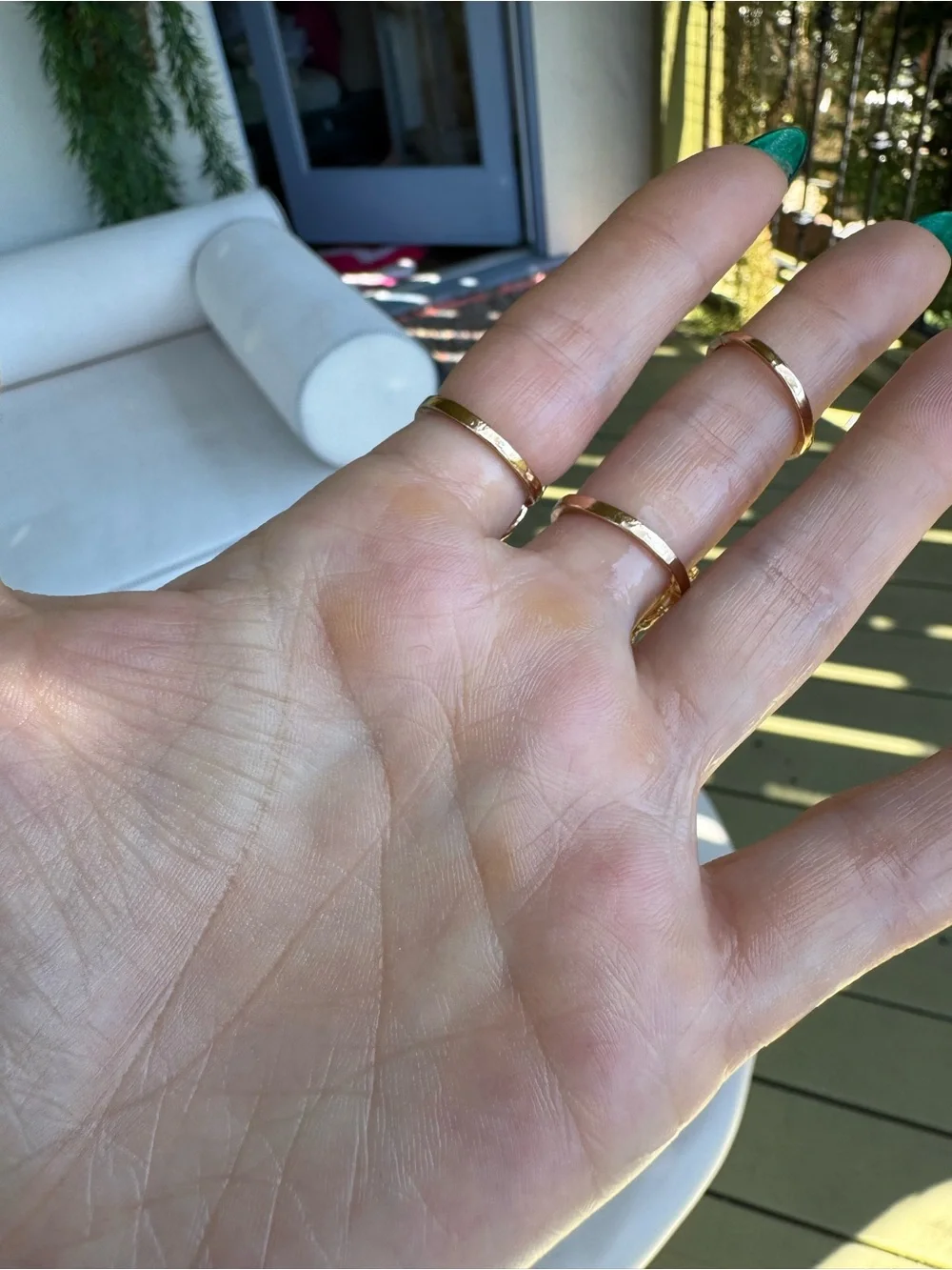 Gold Leaf Hand Chain Double Ring